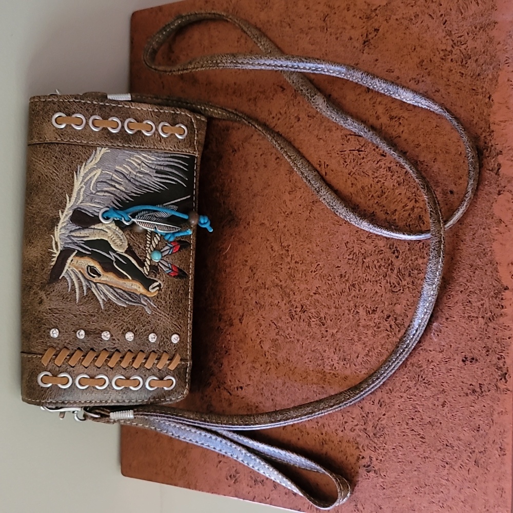 Western Country Women Crossbody Wallet (Brown)